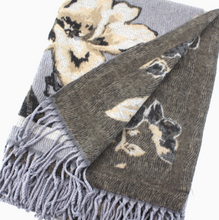 Load image into Gallery viewer, Grey Floral Winter Scarf
