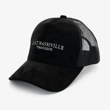 Load image into Gallery viewer, Vegan Suede Trucker Hat - Black
