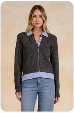 Load image into Gallery viewer, Elan Denim Charcoal Cardigan
