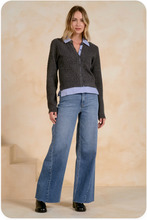Load image into Gallery viewer, Elan Denim Charcoal Cardigan
