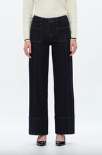 Load image into Gallery viewer, Bayeas Wide Leg Mid Rise Jeans-Dark Rinse
