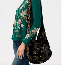 Load image into Gallery viewer, Johnny Was Black Velvet Tote Bag
