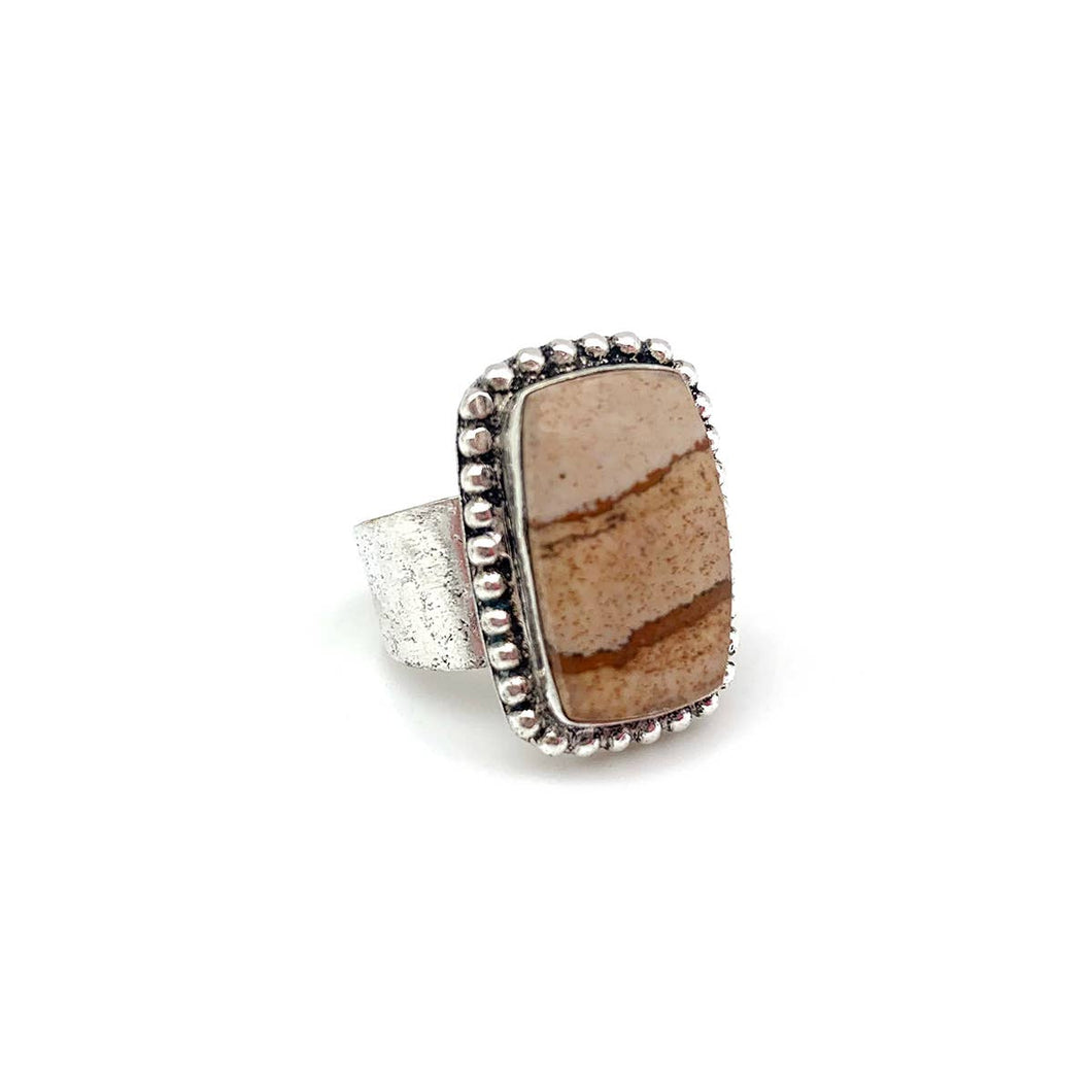 Picture Jasper Adjustable Ring