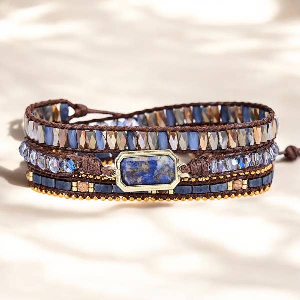 Midnight Royalty Lapis Wrap Bracelet