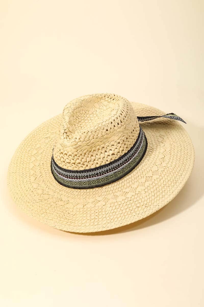 Boho Braided Straw Hat - Ivory