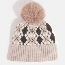 Load image into Gallery viewer, Argyle Knit Pom Beanie: GR
