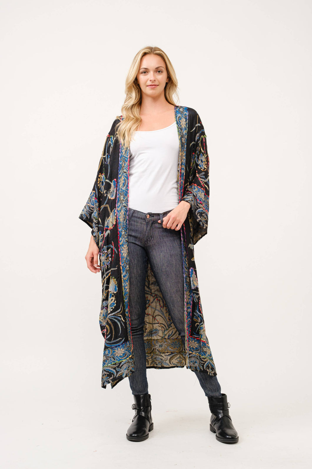 Ciara Thick Stitch Embroidered Duster - OS