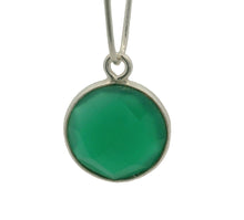 Load image into Gallery viewer, Coin-Shaped Green Onyx Bezel – One Loop, 925 Sterling Silver and Gold Plated Over Silver, 11mm 1 Pcs.: Silver One Loop
