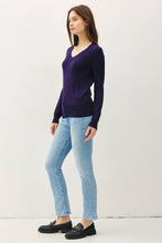 Load image into Gallery viewer, CLASSIC V-NECK SOLID SWEATER: Slate Blue / L
