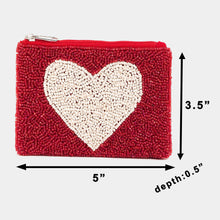 Load image into Gallery viewer, White Heart Seed Bead Coin Purse
