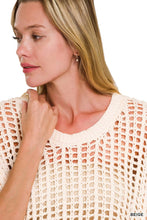 Load image into Gallery viewer, `Fish Net Short Sleeve Crochet Sweater Zenana: BLACK-173771 / L/XL
