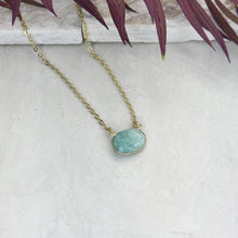 Load image into Gallery viewer, Gold Plated Necklace with Semi-Precious Stone - Amazonite
