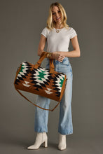 Load image into Gallery viewer, Brown, Black, Green &amp; White Western Duffel Bag
