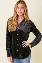 Load image into Gallery viewer, Button Down Velvet Shirt - Black
