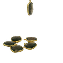 Load image into Gallery viewer, Smoky Quartz Half Moon Pendant – 9x18mm in Sterling Silver or Gold Plated – 1 Pc: Gold One Loop
