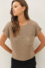 Load image into Gallery viewer, [NEW COLOR] PATCH POCKET DOLMAN CAP SLEEVE BOXY KNIT: CHARCOAL / ML
