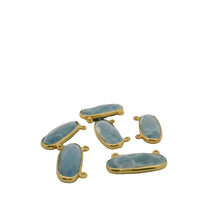 Load image into Gallery viewer, Blue Opal Bezel One Piece a Pack Connector Real Gold Plated And Sterling Silver Blue opal Oval  Shape, Size:10mmX24mm.: Silver Two Loop
