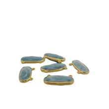 Load image into Gallery viewer, Blue Opal Bezel One Piece a Pack Connector Real Gold Plated And Sterling Silver Blue opal Oval  Shape, Size:10mmX24mm.: Silver Two Loop
