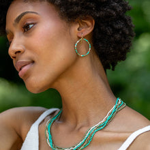Load image into Gallery viewer, Seed Bead Hoop Earrings - Turquoise
