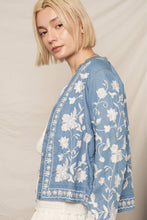 Load image into Gallery viewer, Long Sleeve Embroidered Denim Button Down Top: Dark Denim / S/M
