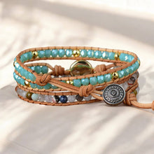 Load image into Gallery viewer, Handmade Opal Leather Wrap Bracelet
