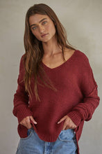 Load image into Gallery viewer, Lauren V-Neck Sweater - Wine
