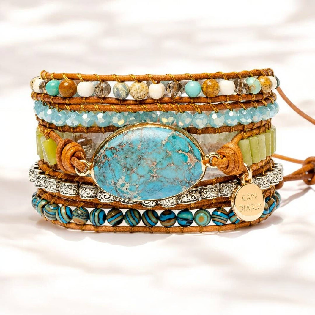 Twisted Ocean Jasper Wrap Bracelet