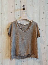 Load image into Gallery viewer, REF 11998 100% LINEN FRINGED BLOUSE.: BLANK
