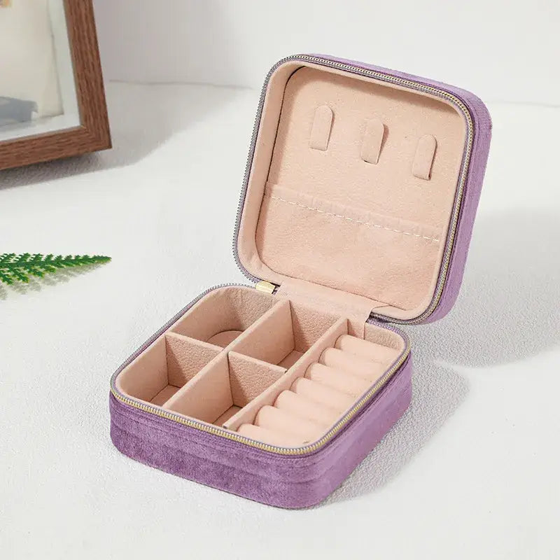 Velvet Travel Jewelry Box - Lavender