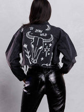 Load image into Gallery viewer, Stay Wild Cropped Denim Jacket - S/M
