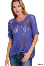 Load image into Gallery viewer, `Fish Net Short Sleeve Crochet Sweater Zenana: ASH MOCHA-188249 / S/M
