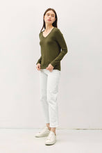 Load image into Gallery viewer, CLASSIC V-NECK SOLID SWEATER: Slate Blue / L
