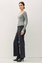 Load image into Gallery viewer, SOFT CORE - BASIC SQUARE NECK LONG SLEEVE TOP: Black / S
