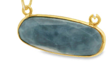 Load image into Gallery viewer, Blue Opal Bezel One Piece a Pack Connector Real Gold Plated And Sterling Silver Blue opal Oval  Shape, Size:10mmX24mm.: Silver Two Loop
