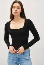 Load image into Gallery viewer, [SOFT CORE ]SQUARE NECK LONG SLEEVE TOP: Black / L
