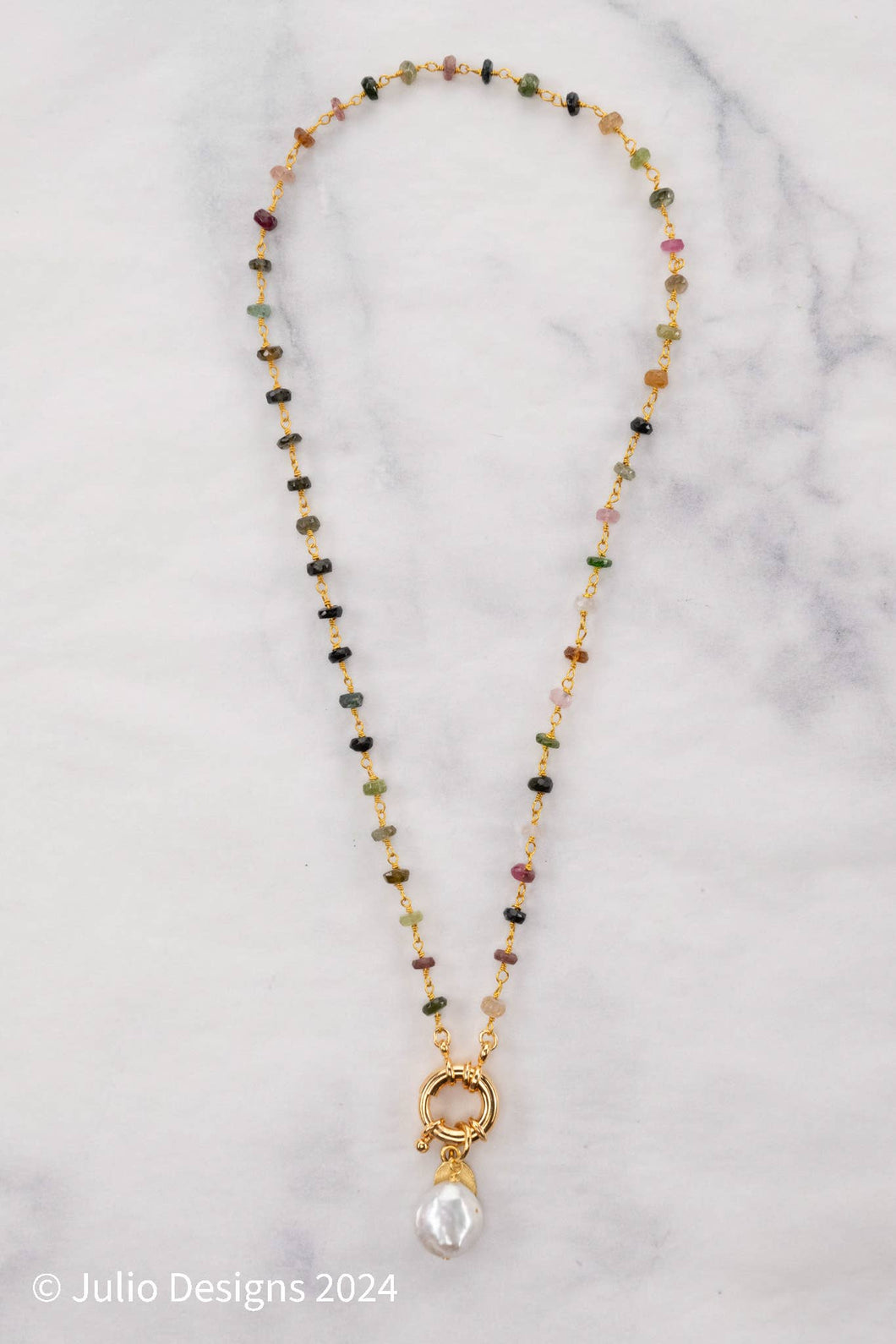 Handcrafted Tourmaline & Pearl Necklace