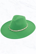 Load image into Gallery viewer, Big Brim Peach Heart Top Jazz Hat with Pearl Belt: Black
