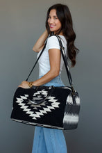 Load image into Gallery viewer, Black, White &amp; Tan Western Duffel

