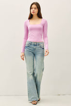 Load image into Gallery viewer, [SOFT CORE ]SQUARE NECK LONG SLEEVE TOP: Black / L
