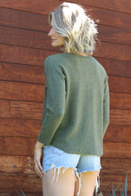 Load image into Gallery viewer, Italian Dark Olive V-Neck Sweater OS
