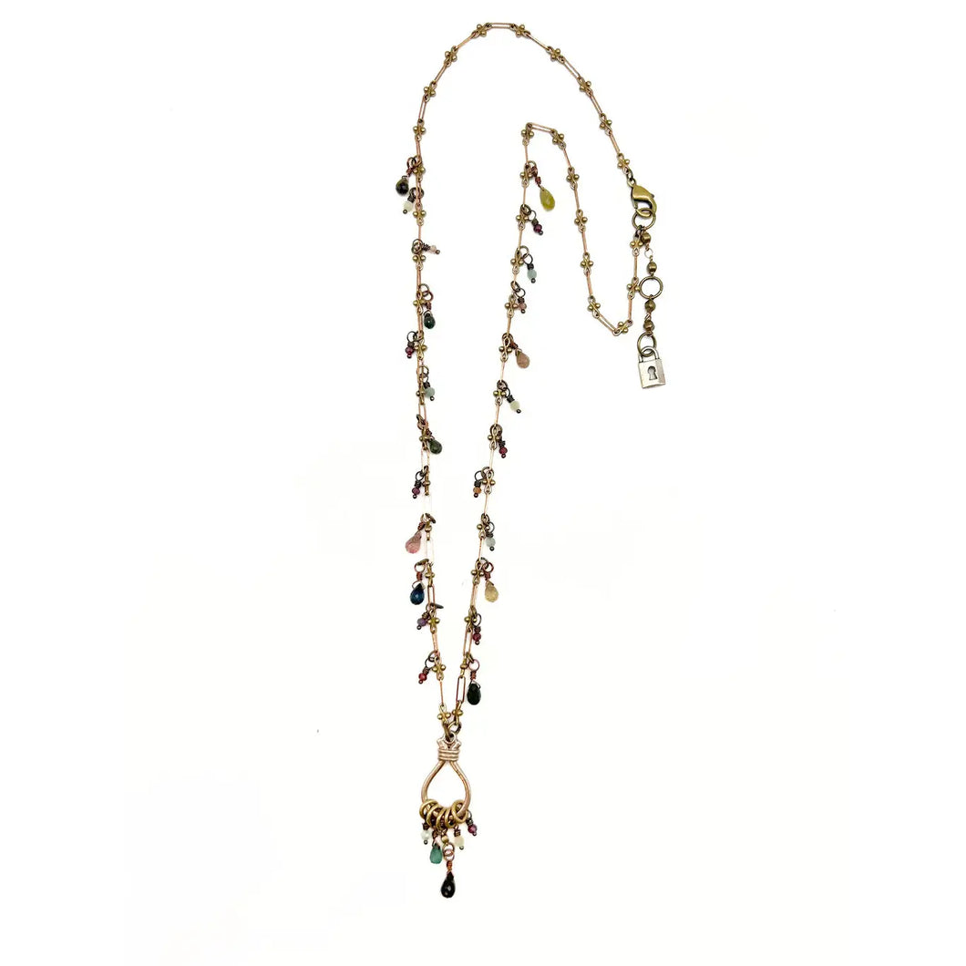 L&K Bronze Multi Tourmaline Cluster Necklace