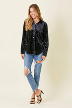 Load image into Gallery viewer, Button Down Velvet Shirt - Black
