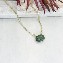 Load image into Gallery viewer, Gold Plated Necklace with Semi-Precious Stone - Mica Green
