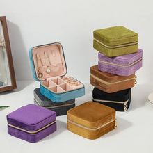 Load image into Gallery viewer, Velvet Travel Jewelry Box - Sky Blue
