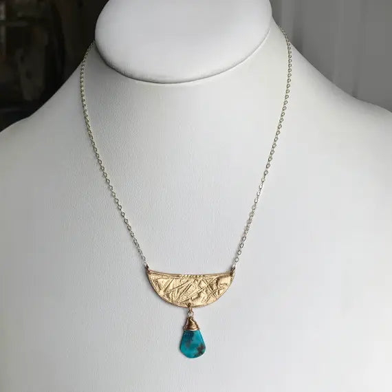 14KGF Bronze Turquoise Thunderbird Necklace