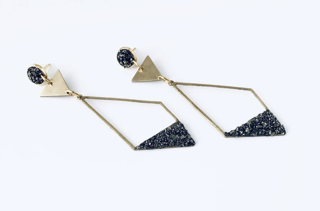 Boho Diamond Pyrite Earrings