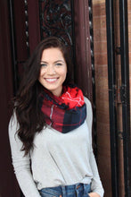 Load image into Gallery viewer, Red Plaid Infinity Scarf
