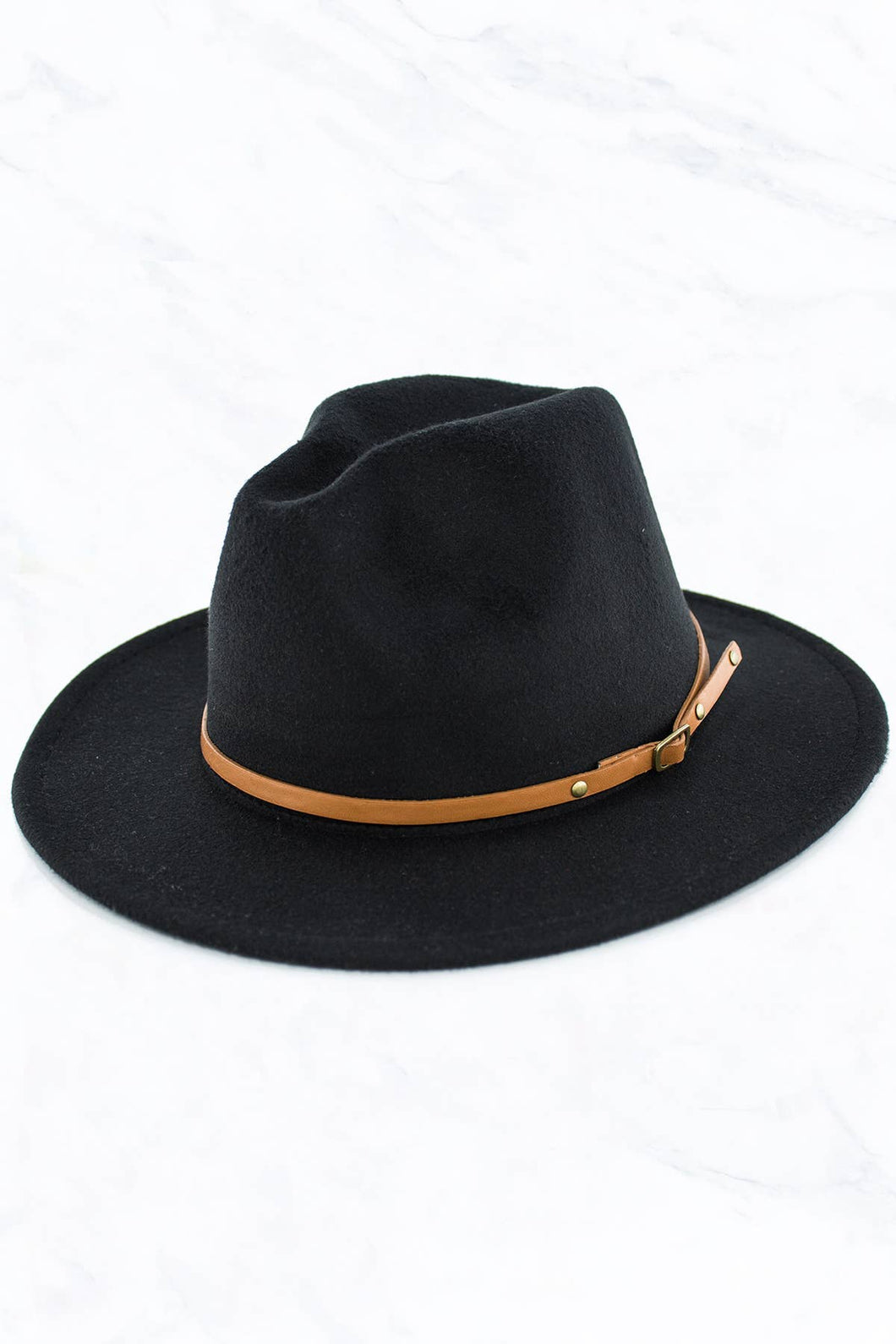 Black Retro Flat Brim Hat