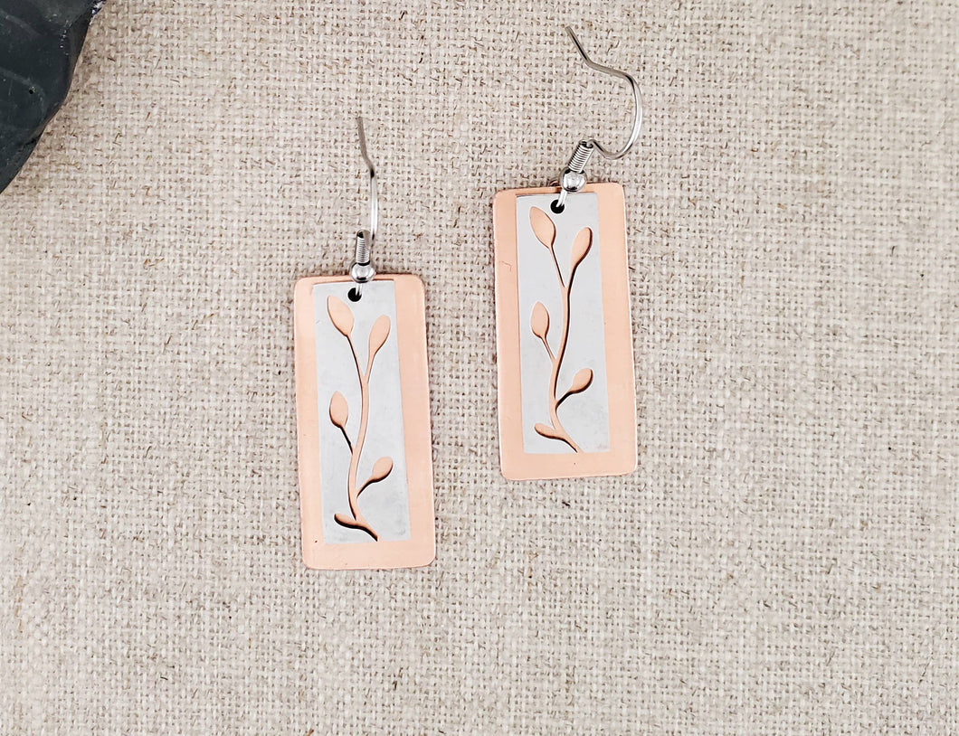 Stainless and Copper Layered Earrings