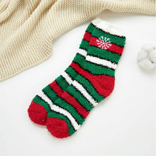 Load image into Gallery viewer, Holiday Christmas Patterned Plush Socks: Green Multi
